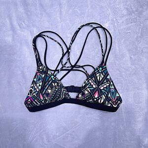 PINK VICTORIAS SECRET Swim Mosaic Triangle Bikini Top Black Womens Small AA-C
